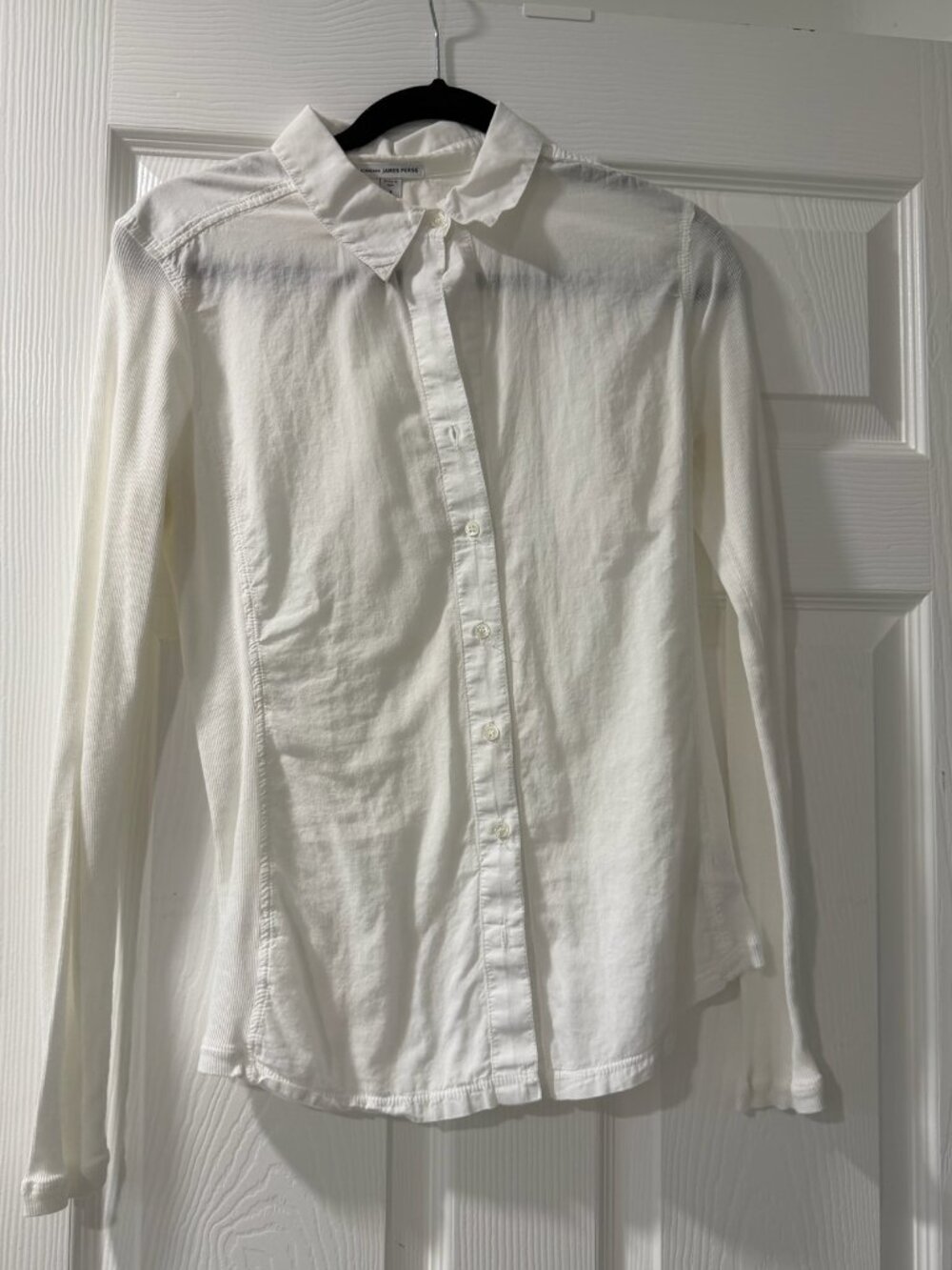 James Perse White Button-Down Long Sleeve Shirt Size 3 (Large)